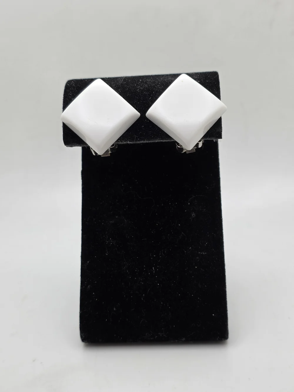 White Diamond Clip-On Earrings